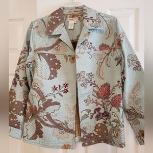 Vintage Coldwater Creek Floral Embroidered Open Front Jacket Small